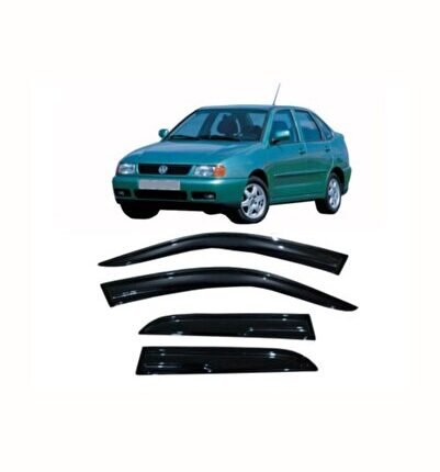 Vw Polo Classic Cam Rüzgarlığı 2001 Model Polo Sedan Için 4 Parça Parlak Siyah Kendinden Bantlı