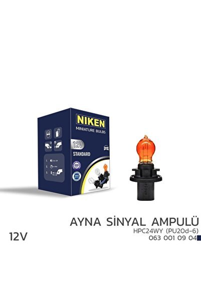 1_org_zoom-12718.jpg Niken 12V HPC24WY Ayna Sinyal Ampulü (PU20d-6)AMB 10’Lu - Görsel 1