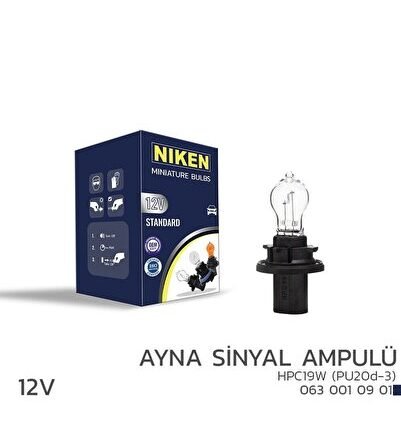 Niken 12V HPC19W Ayna Sinyal Ampulü (PU20d-3) 10’Lu