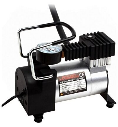 Metal Gövdeli Gri Mini Oto Araç Hava Kompresörü 12V