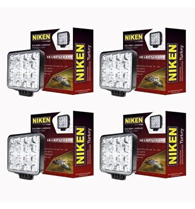 16 Led Kare Off Road Sis Farı Çalışma Lambası 4 Adet 12-24v 27w