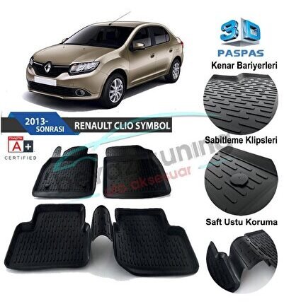 Renault Symbol Havuzlu 3d Paspas Siyah 2013 Sonrası
