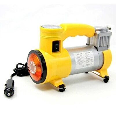 Metal Gövdeli Sarı Işıklı Mini Oto Araç Hava Kompresörü 12V