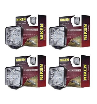 9 Led Kare Off Road Sis Farı Çalışma Lambası 4 Adet 12-24v 27w