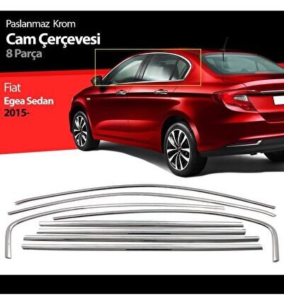 Fiat Egea Hb Cam Çıtası Çerçevesi Komple Set Kromu Nikelajı 8 Parça