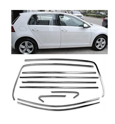 AUTOGP Vw golf 7 7,5 cam çerçevesi kenar çıtası krom tamtur 12 parça