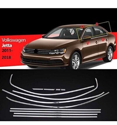 AUTOGP Vw jetta cam çerçevesi kenar çıtası krom tamtur 2011 / 2020 12 parça