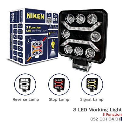 Çalışma Lambası NİKEN Pro 8 Led 3 Fonksıyonlu Kare