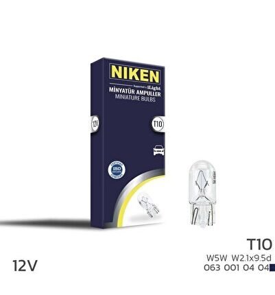 Niken 12V T10 Park Ampulü (W5W)W2.1X9.5D 10 LU