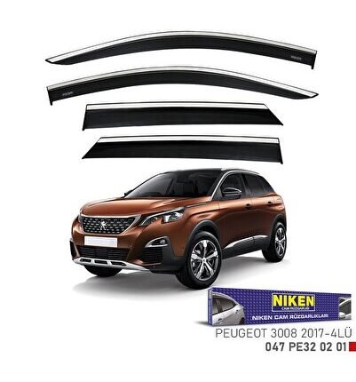 Peugeot 3008 cam rüzgarlığı kromlu 2017+