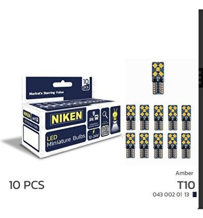 Niken 10 Adet Turuncu T10 Park plaka tavan ampülü 12 volt