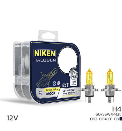 12V H4 60/55W SARI IŞIK AMPUL P43t 2800K 1 TAKIM 2 ADET