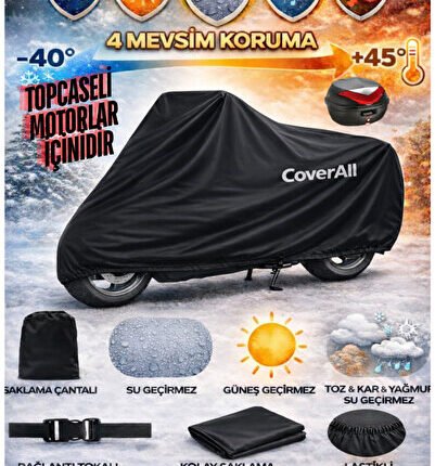 Yamaha Niken Arka Çanta Uyumlu Motosiklet Brandası, Motor Örtüsü-SİYAH