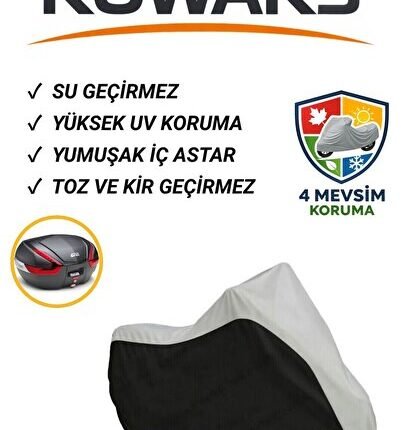 Yamaha Niken Arka Çanta Uyumlu Motosiklet Brandası, Motor Brandası, Siyah-Gri