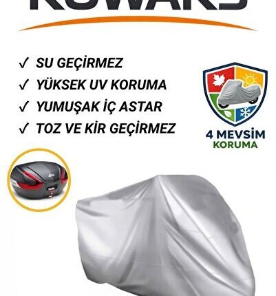 Yamaha Niken Arka Çanta Uyumlu Motosiklet Brandası, Motor Brandası, Gri (Kilit Uyumlu)