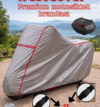 Yamaha Niken GT Topcase Uyumlu (Kırmızı-Dikişli) Reflektörlü Motosiklet Brandası