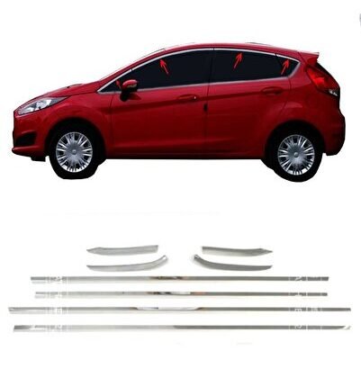 Ford Fiesta Cam Çıtası Çerçevesi Kromu Nikelajı Komple Set 2009-2017