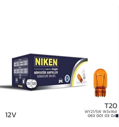 NIKEN 12V T20 AMPUL WY21/5W AMBER W3X16d 10LU