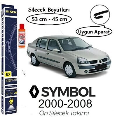 NİKEN RENAULT SYMBOL ÖN SİLECEK TAKIMI (2000-2008) HEDİYE!!! KONSANTRE CAM SUYU