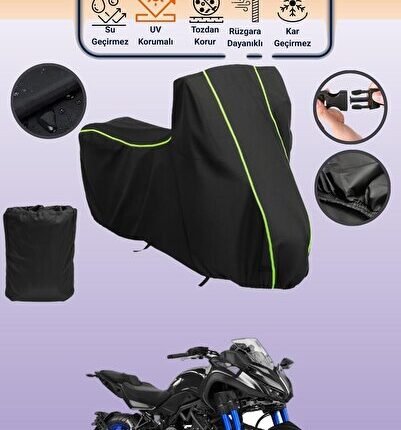 Siyah Neon Fitilli Yamaha Niken Uyumlu Motor Branda, Koruyucu Örtü, Motosiklet Brandası