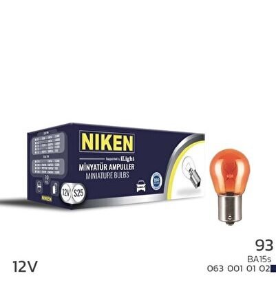 Niken 12V 93 Ampul Amber BA15S 10 LU