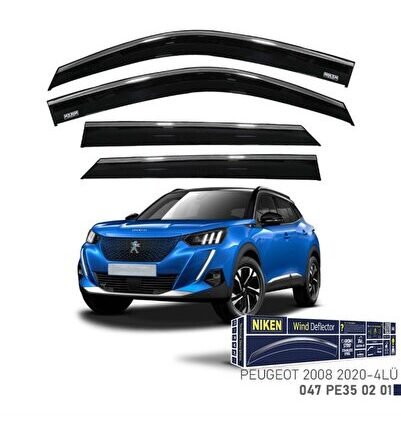 Niken Peugeot Uyumlu 2008 -2020 Kromlu Cam Rüzgarlığı 4Lü Parça