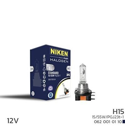 Niken 12V H15 15W/55W Halojen Ampul PGJ23T-1