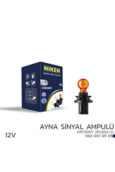1_org_zoom-14973.jpg Nıken 12V HPC16WY Ayna Sinyal Ampul AMP (PU20d-2) AMBER - Görsel 1