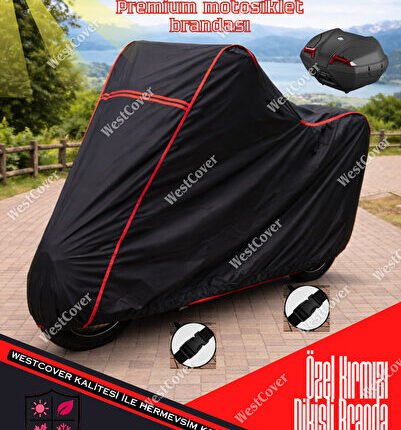 Yamaha Niken Topcase Uyumlu (SİYAH-Kırmızı Dikişli) Reflektörlü Motosiklet Brandası