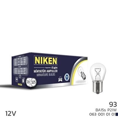 Niken 12V 93 Ampul (P21W) BA15S 10 LU