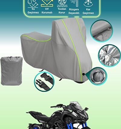 Gri Neon Fitilli Kilit Uyumlu Yamaha Niken Uyumlu Motor Brandası, Koruyucu Örtü