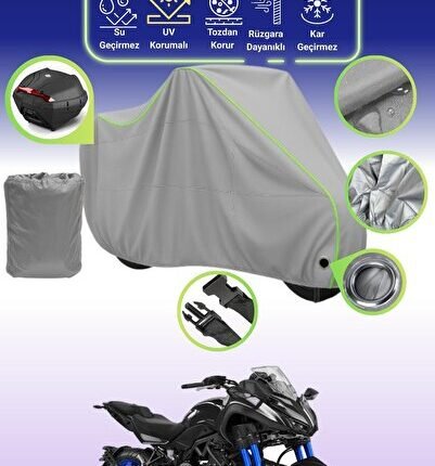 Gri Neon Fitilli Kilit Ve Arka Çanta Uyumlu Yamaha Niken Uyumlu Motosiklet Brandası, Koruma Örtüsü