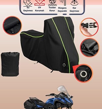 Siyah Neon Fitilli Kilit Uyumlu Yamaha Niken GT Uyumlu Motosiklet Brandası, Koruyucu Örtü