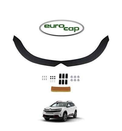 Citroen C5 Aircross Ön Kaput Koruma Rüzgarlığı 3mm Akrilik (abs) Parlak Siyah Deflektör 2017->