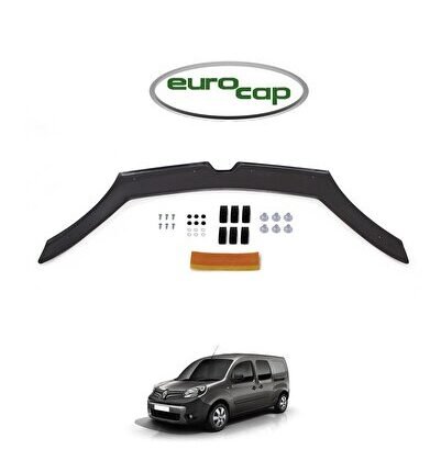 Renault Kangoo Ön Kaput Koruma Rüzgarlığı 3mm Akrilik (ABS) Parlak Siyah Deflektör 2014->
