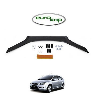 Ford Focus Ön Kaput Koruma Rüzgarlığı 3mm Akrilik (ABS) Parlak Siyah Deflektör 2005-2008