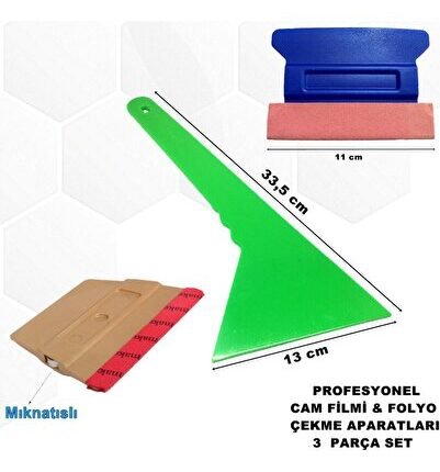 Profesyonel Cam Filmi - Kaput Koruma Ve Folyo Çekme Aparatları 3 Parça Set 1. Kalite Grp20