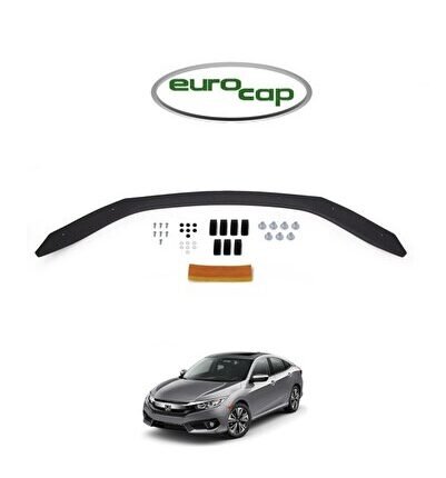 Honda Civic 10 Ön Kaput Koruma Rüzgarlığı 3mm Akrilik (abs) Parlak Siyah Deflektör 2016->
