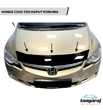 Honda Civic FD6 Kasa Piano Black 4MM Kaput Koruma Eki-Kaput Rüzgarlığı (06-12 Model Arası) Uyumlu