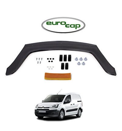 Citroen Berlingo Ön Kaput Koruma Rüzgarlığı 3mm Akrilik (ABS) Parlak Siyah Deflektör 2009-18