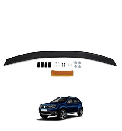 Dacia Duster Ön Kaput Koruma Rüzgarlığı 3mm Akrilik (ABS) Parlak Siyah Deflektör 2010-2013