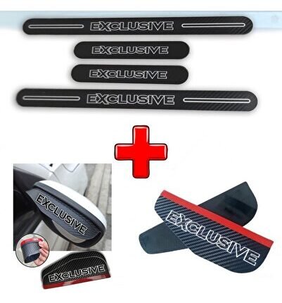 Fiat Coupé İle Uyumlu CARBON EXCLUSIVE Kapı Eşiği + Ayna Yağmur Koruyucu