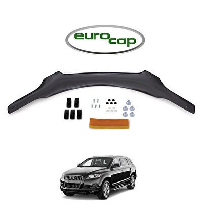 Audı Q7 Ön Kaput Koruma Rüzgarlığı 3mm Akrilik (Abs) Parlak Siyah Deflektör 2005-2015