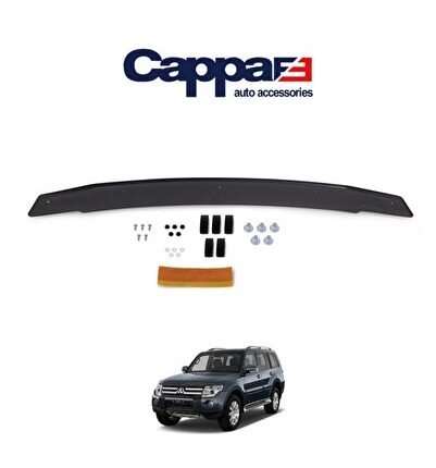 Mitsubishi Pajero Ön Kaput Koruyucu Rüzgarlığı 4 mm Akrilik (abs) Piano Black 2007-2019 Uyumlu