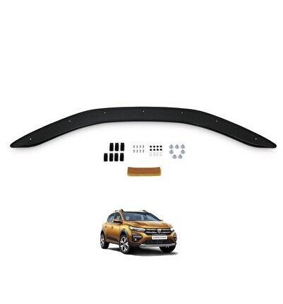 Dacia Sandero 2021+ Kaput Rüzgarlığı, Süper Kalite Piano Black Uyumlu