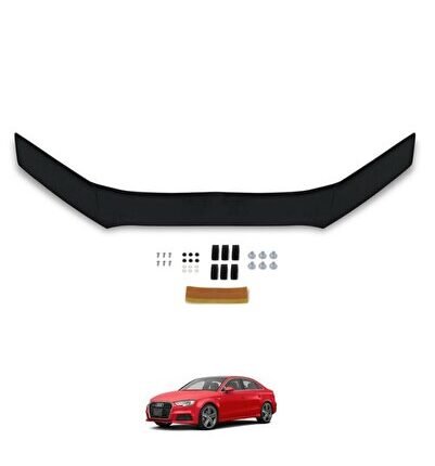 Audı A3 Ön Kaput Koruma Rüzgarlığı 3mm Akrilik (Abs) Parlak Siyah Black Deflektör 2017->