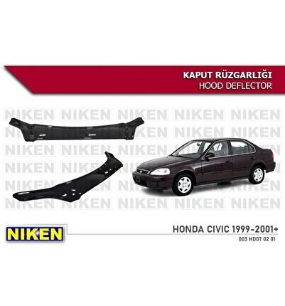 Honda civic uyumlu kaput rüzgarlığı koruyucu 1999 / 2001