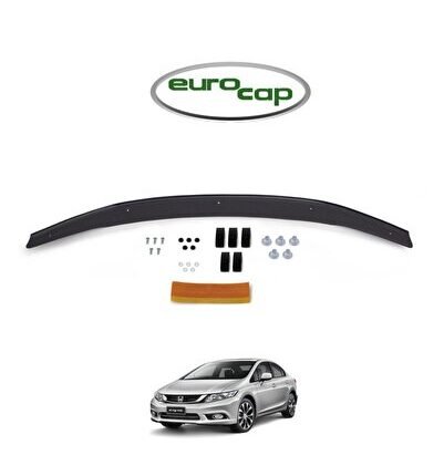 Honda Civic 9 Ön Kaput Koruma Rüzgarlığı 3mm Akrilik (ABS) Parlak Siyah Deflektör 2012-2016