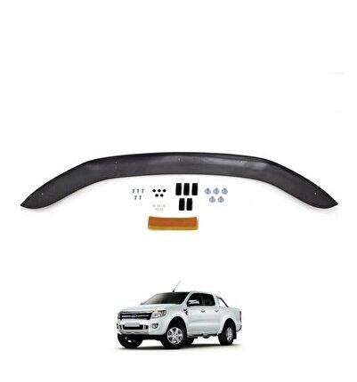 Ford Ranger Ön Kaput Koruma Rüzgarlığı 3mm Akrilik (ABS) Parlak Siyah Deflektör 2011-2015