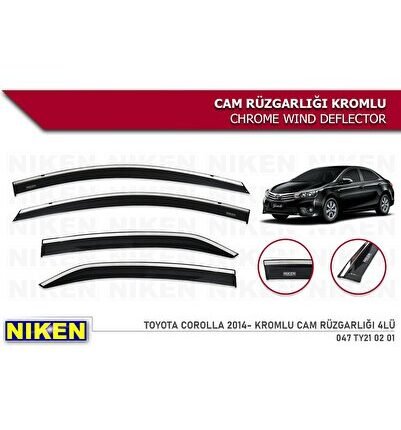 Toyota Corolla 2014-2018 Kromlu Cam Rüzgarlığı 4 Lü